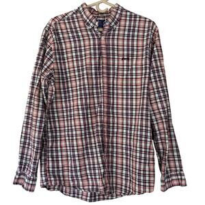Le Tigre plaid button up collared shirt preppy causal classic multicolor shirt L